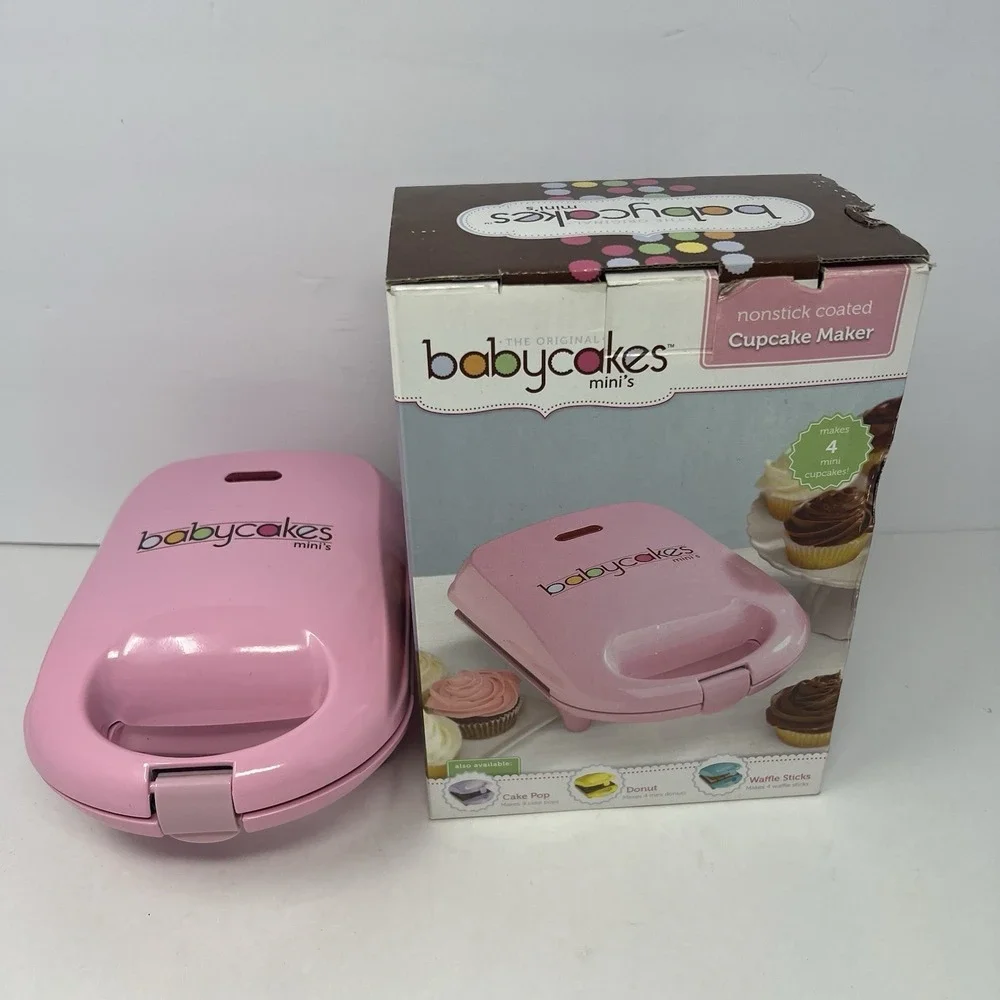 Babycakes Minis 4 Mini Cupcake Maker Nonstick Coated Baking Plate - Tested Works